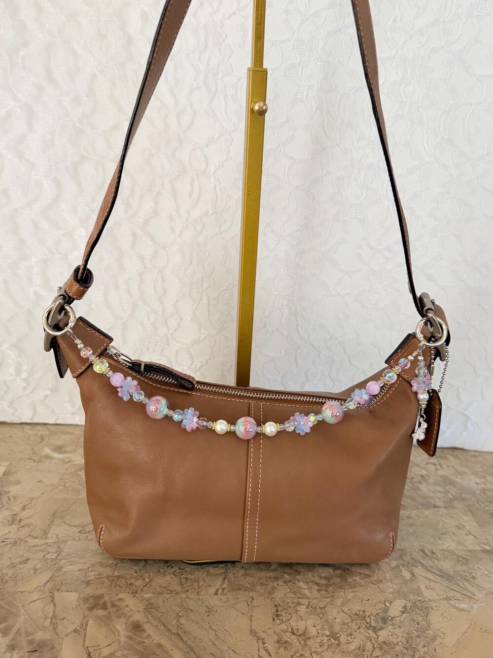 Vtg COACH tabaco Brown leather Y2K Demi mini bag 9564